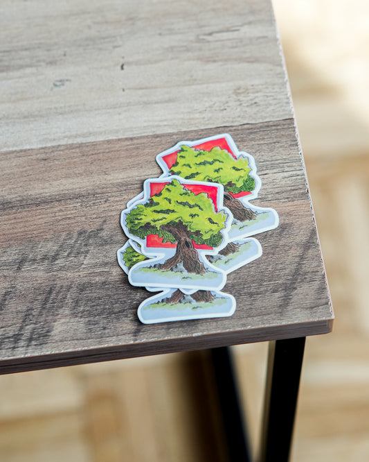 Sticker : l'arbre au ciel rouge