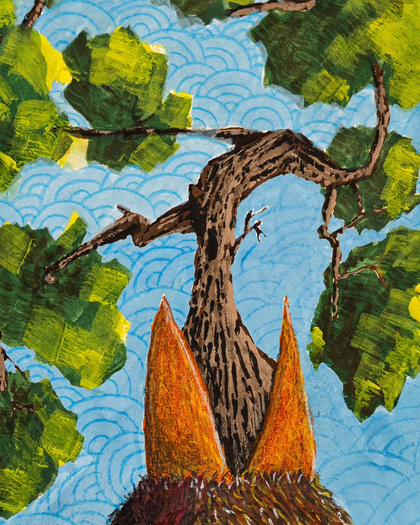 Là où nichent les arbres - Œuvre originale, Gouache et crayon aquarelle, A5
