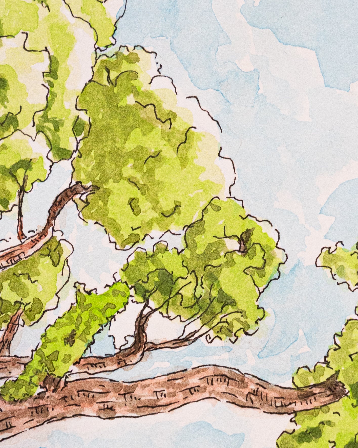Au rythme des feuilles - Œuvre originale, Aquarelle et encre, A5