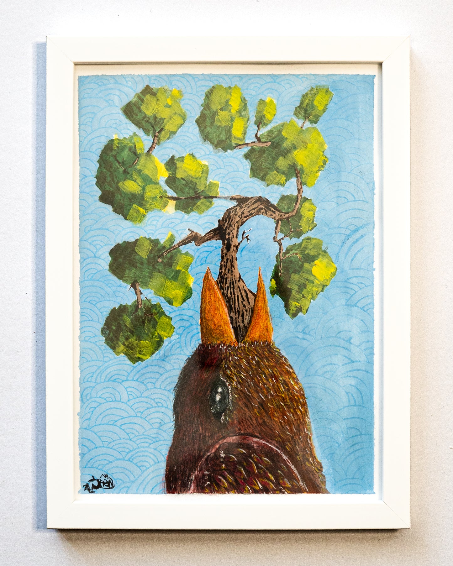 Là où nichent les arbres - Œuvre originale, Gouache et crayon aquarelle, A5