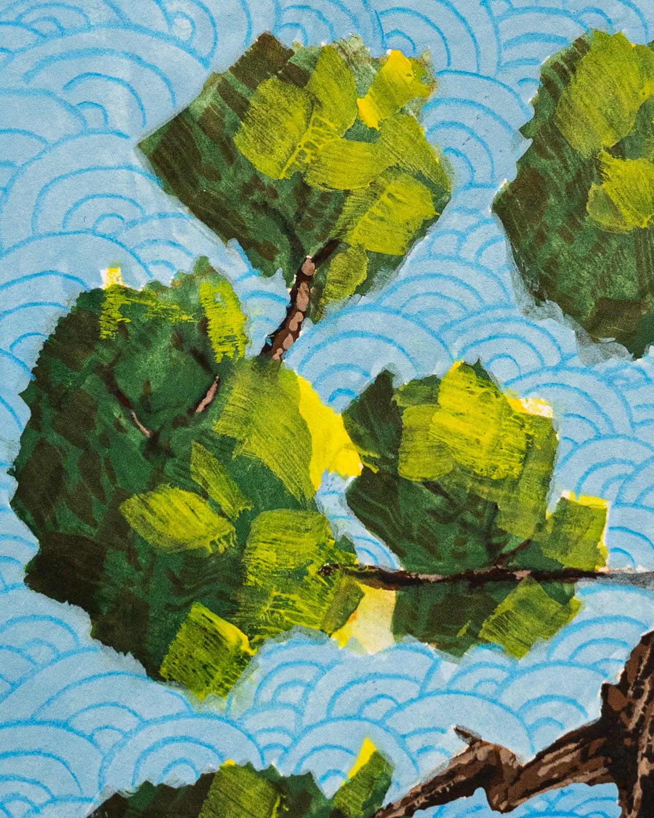 Là où nichent les arbres - Œuvre originale, Gouache et crayon aquarelle, A5