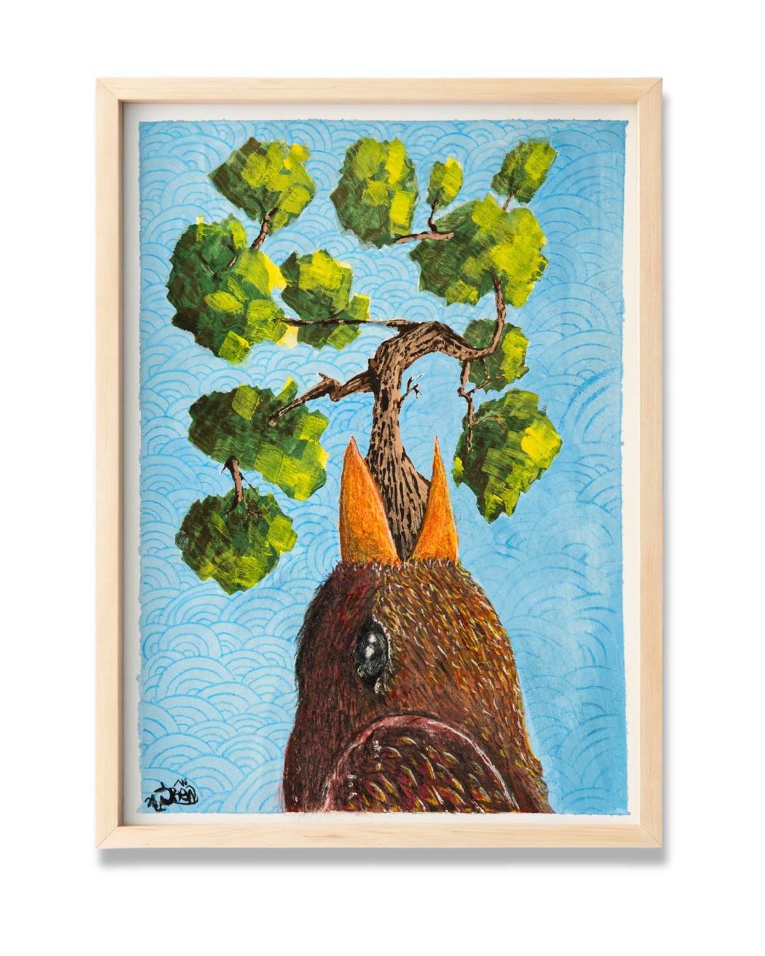 Là où nichent les arbres - Œuvre originale, Gouache et crayon aquarelle, A5