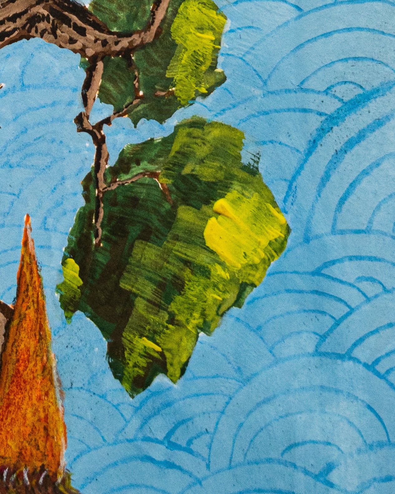 Là où nichent les arbres - Œuvre originale, Gouache et crayon aquarelle, A5