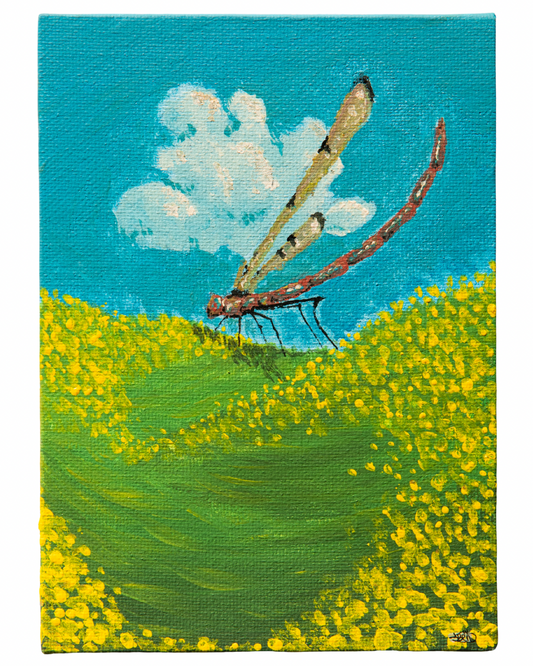 La gardienne de la prairie - Œuvre originale (Gouache, 13 × 18 cm) -