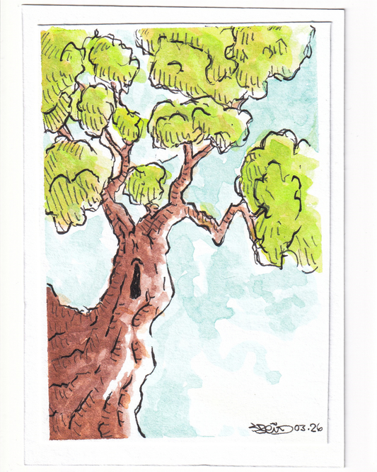 Wee Art Club - artwork - Trees Above 2/3 - ACEO original