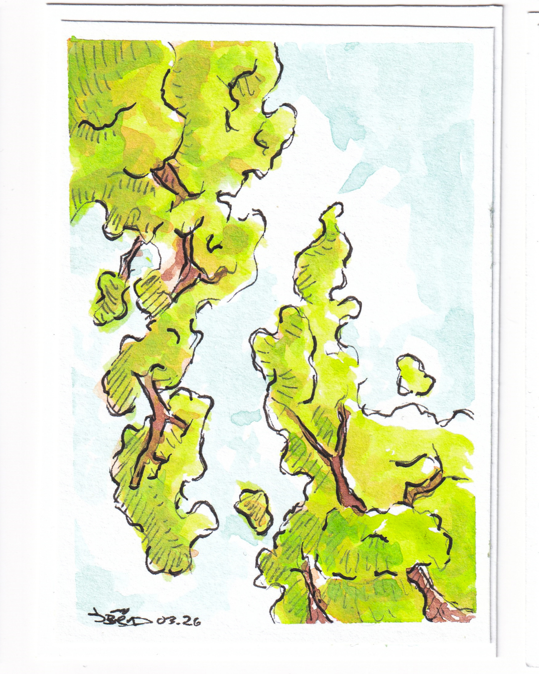 Wee Art Club - artwork - Trees Above 3/3 - ACEO original